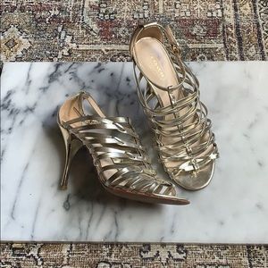 Coach Fantasia metallic leather birdcage heel